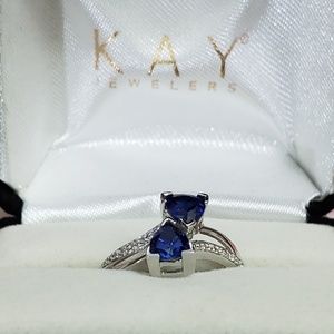 NWOT Kay Diamonds and Sapphire 10k White Gold Ring
